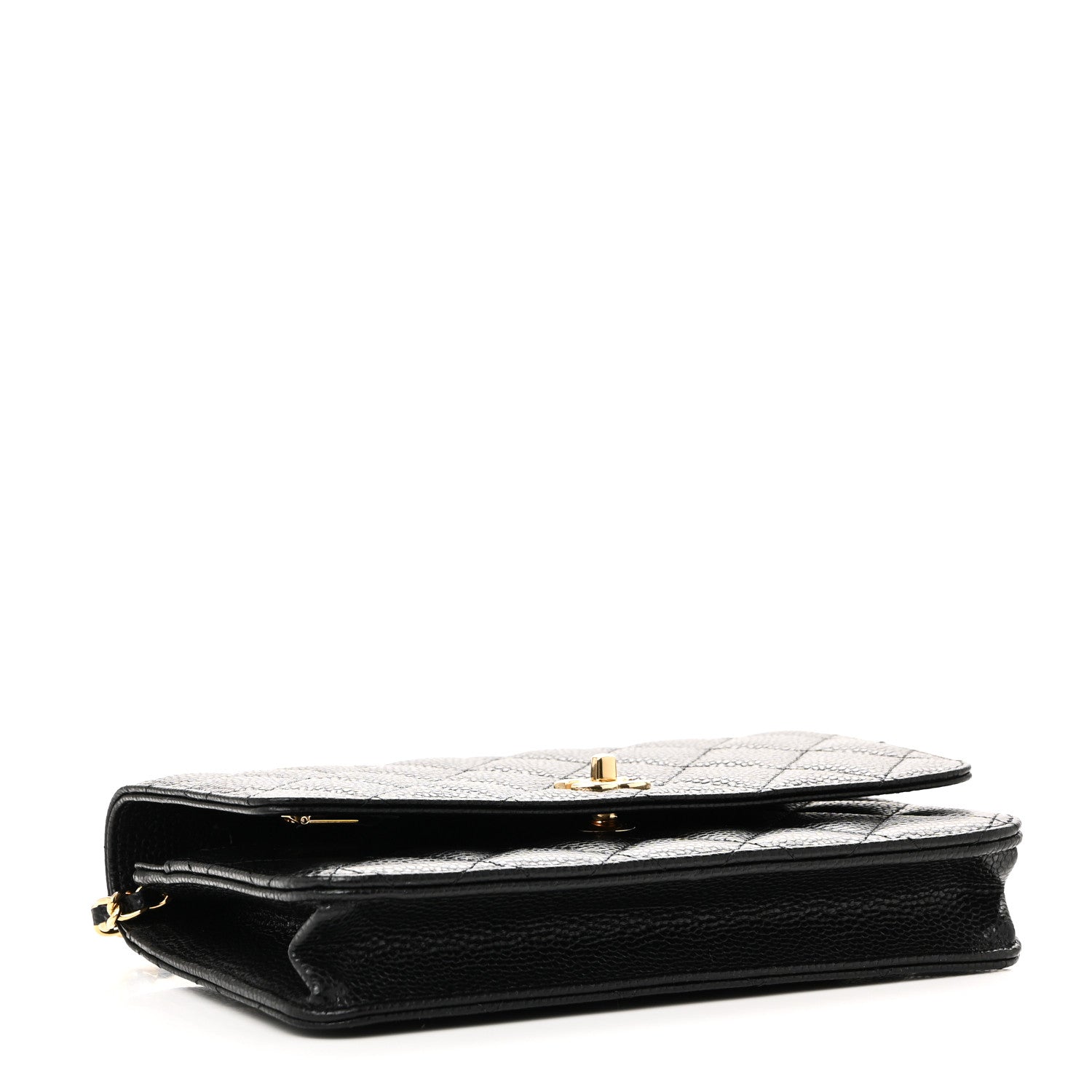 Caviar Quilted CC Turnlock Wallet On Chain WOC Black