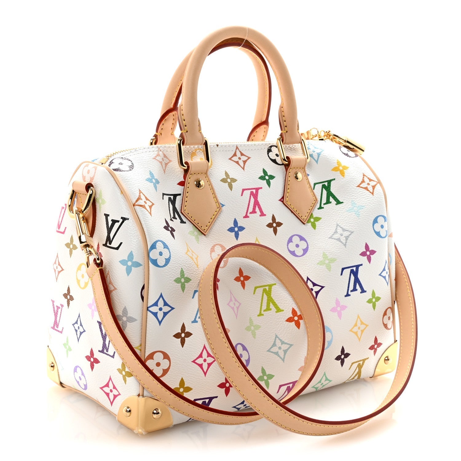 LV X TM Monogram Multicolor Speedy Bandouliere 25 White