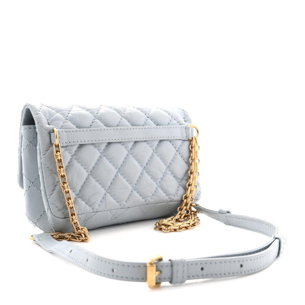 Aged Calfskin Quilted 2.55 Reissue Chain Waist Bag Light Blue