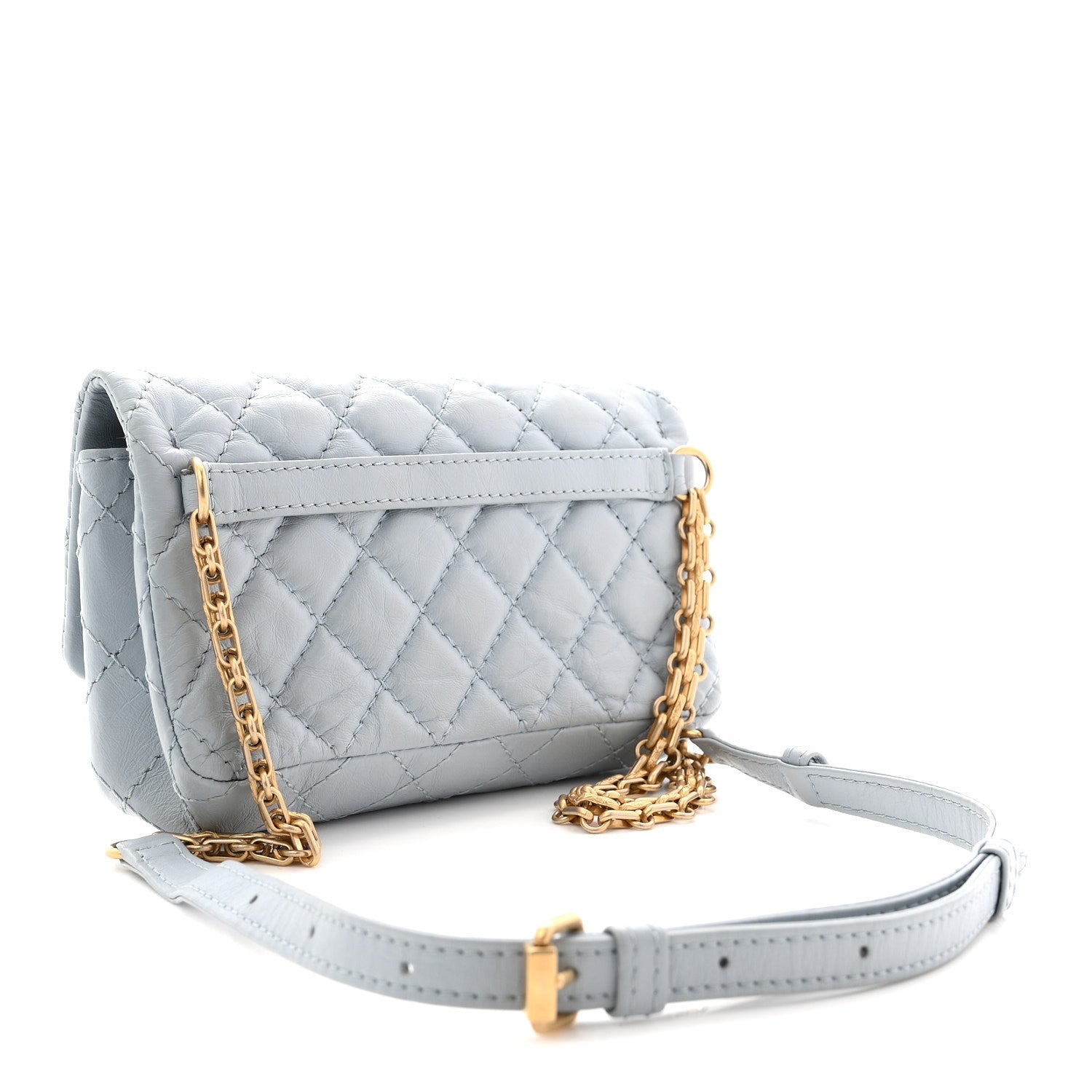 Aged Calfskin Quilted 2.55 Reissue Chain Waist Bag Light Blue