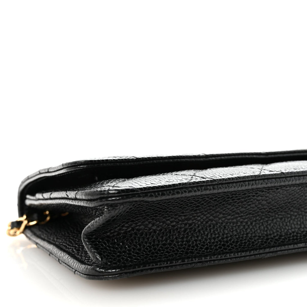 Caviar Quilted Wallet on Chain WOC Black