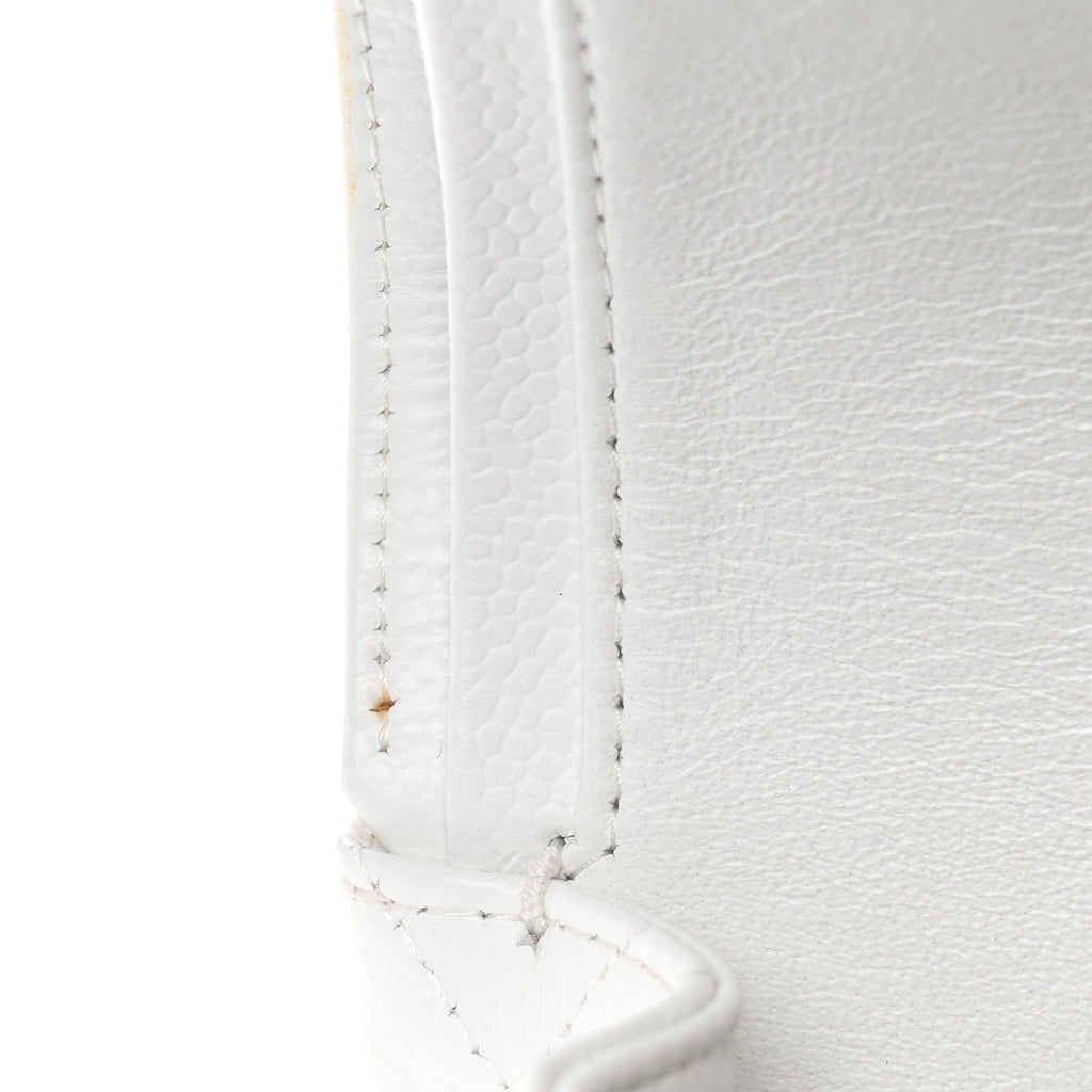 Caviar Quilted Medium Double Flap White