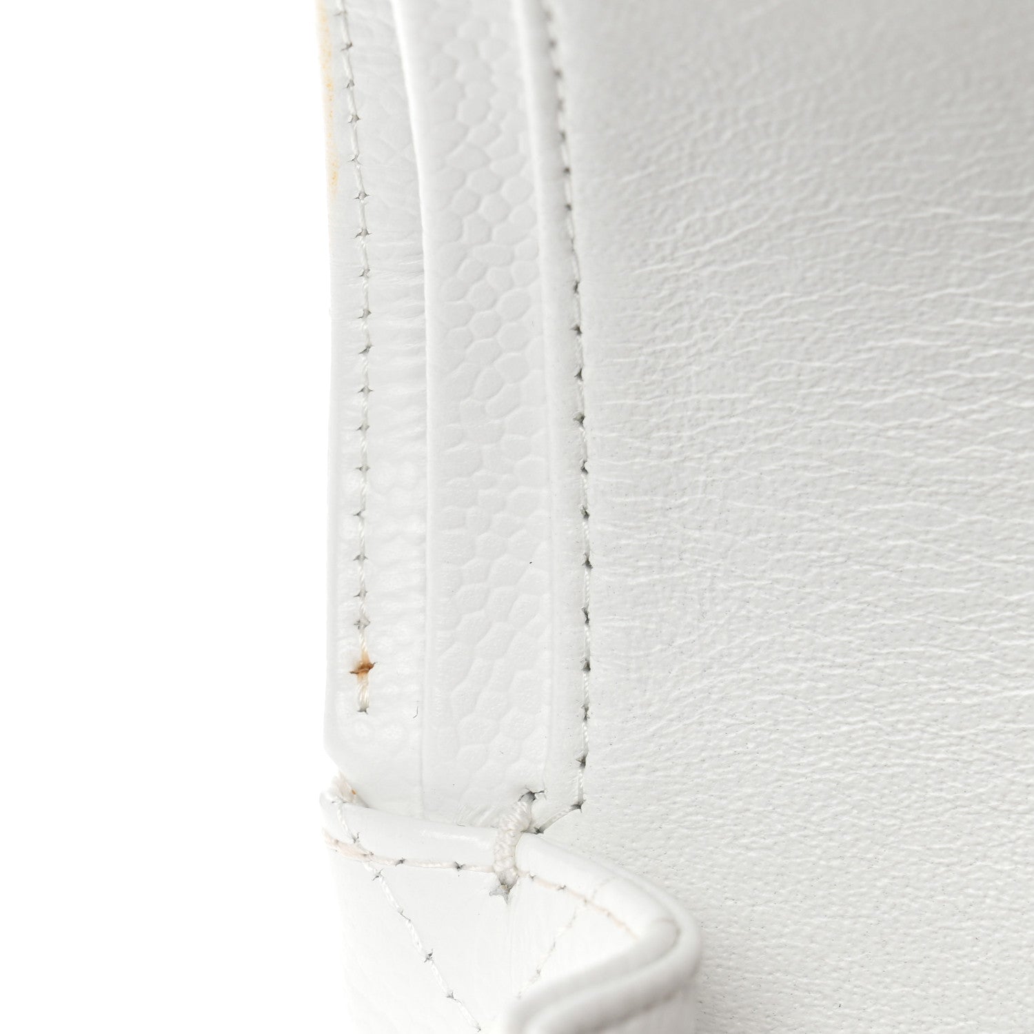 Caviar Quilted Medium Double Flap White
