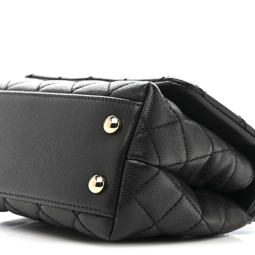 Caviar Quilted Extra Mini Coco Handle Flap Black