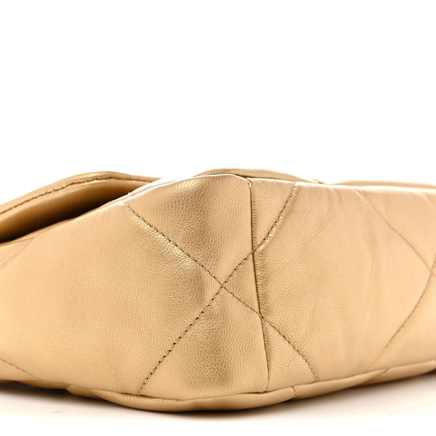 Metallic Goatskin Quilted Medium Chanel 19 Flap Gold