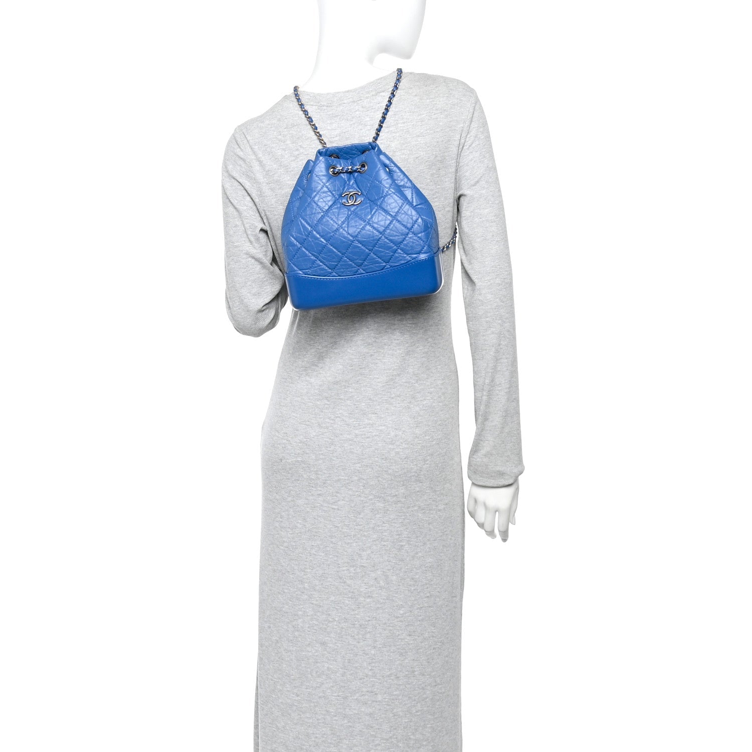 Aged Calfskin Quilted Small Gabrielle Backpack Blue