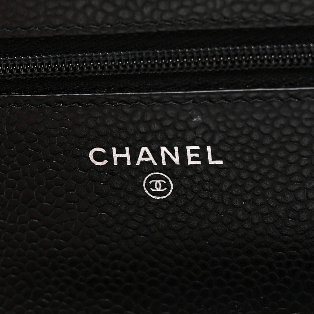 Caviar Quilted Wallet on Chain WOC Black