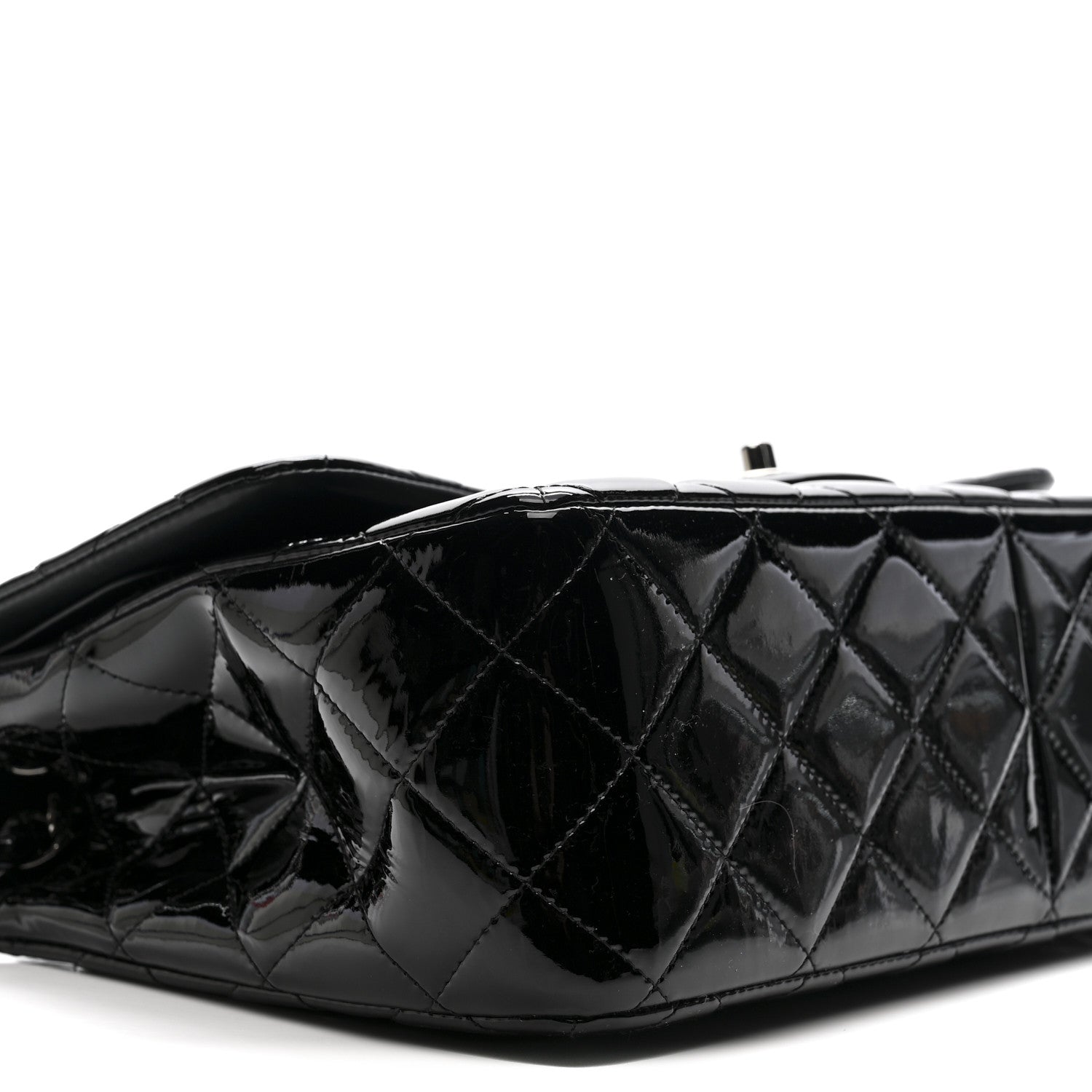 Patent Quilted Jumbo Double Flap Black