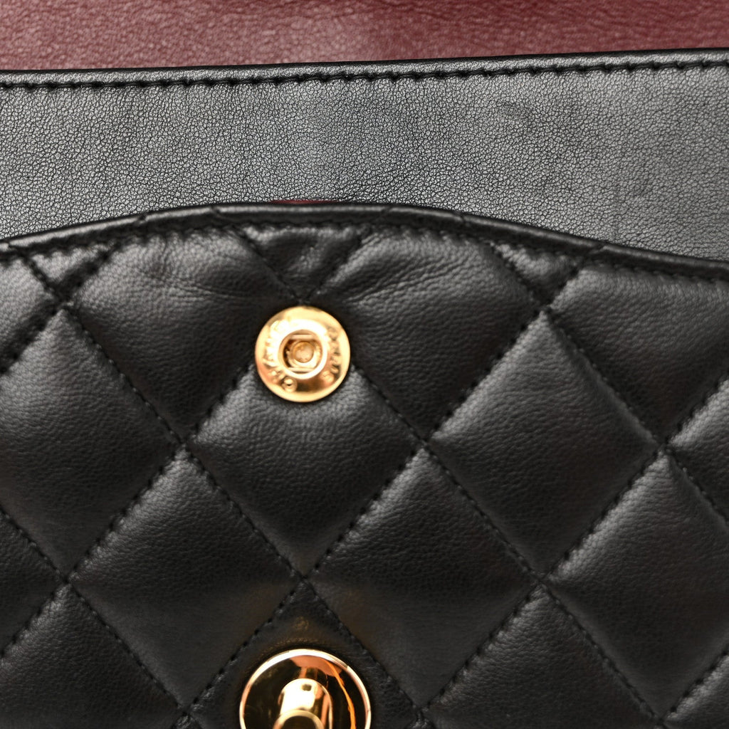 Lambskin Quilted Medium Double Flap Black