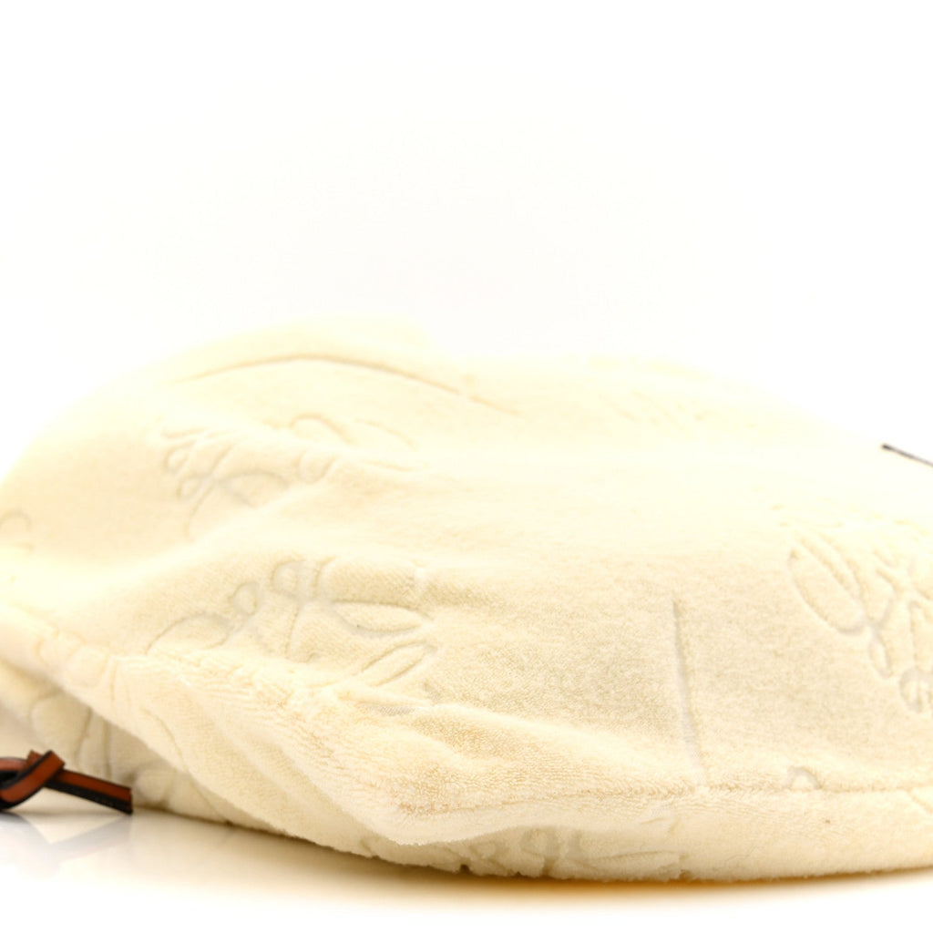 X PAULA'S IBIZA Terry Cloth Calfskin Drawstring Pouch Natural Tan