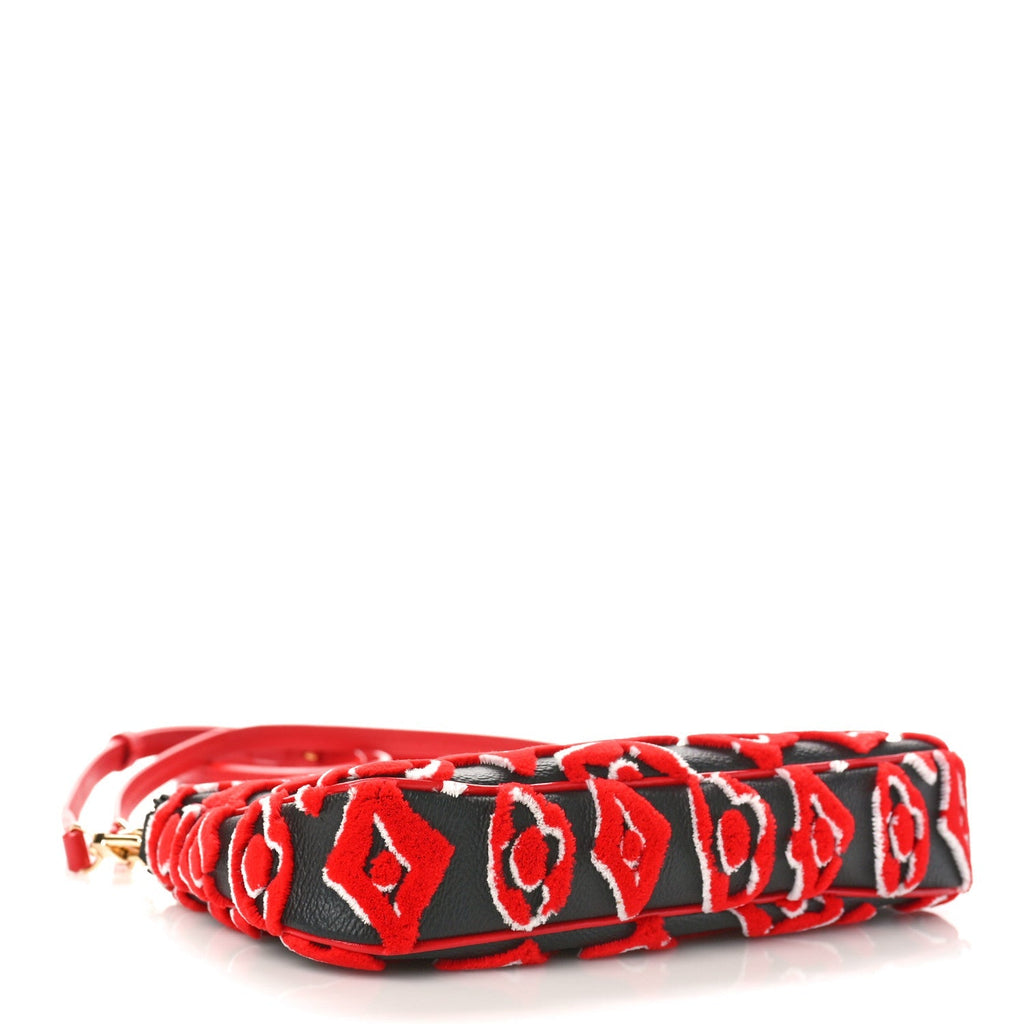 X UF Tufted Monogram Pochette Accessories Black Red