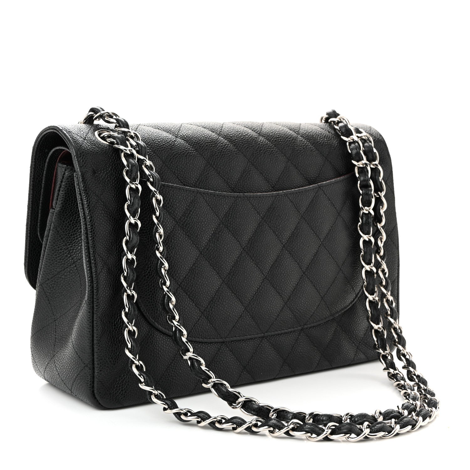 Caviar Quilted Jumbo Double Flap Black