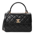 Lambskin Quilted Small Trendy CC Dual Handle Flap Bag Black