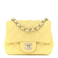 Lambskin Quilted Mini Square Flap Yellow
