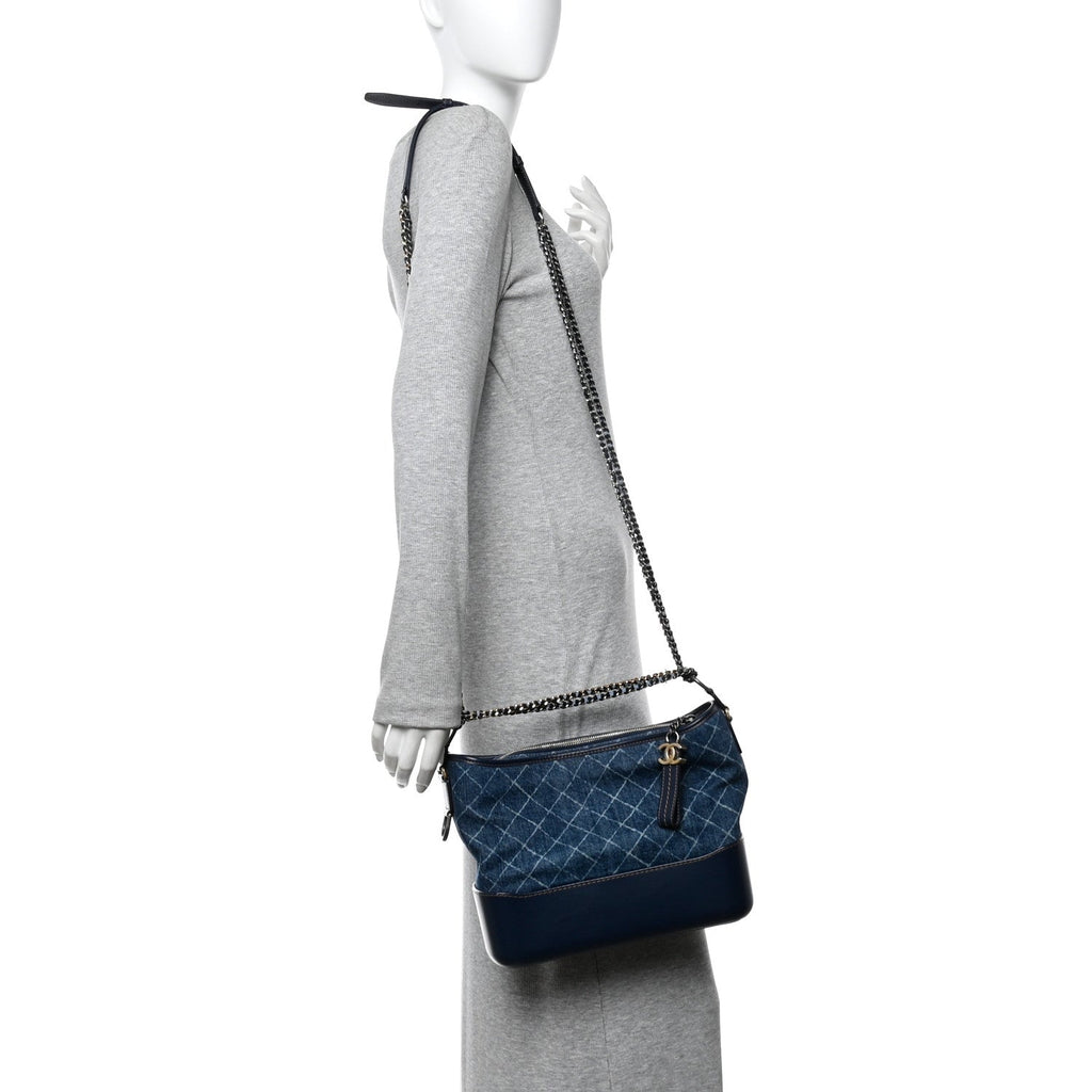 Denim Calfskin Medium Gabrielle Hobo Blue