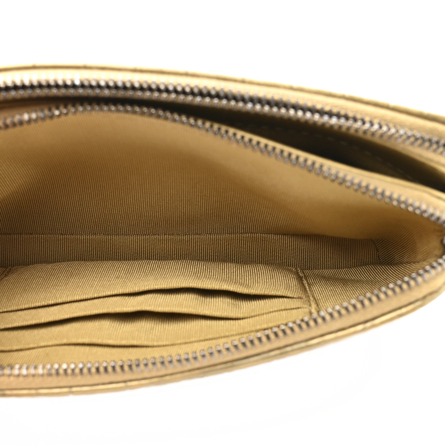 Metallic Calfskin Crocodile Embossed Small Gabrielle Clutch With Chain Gold
