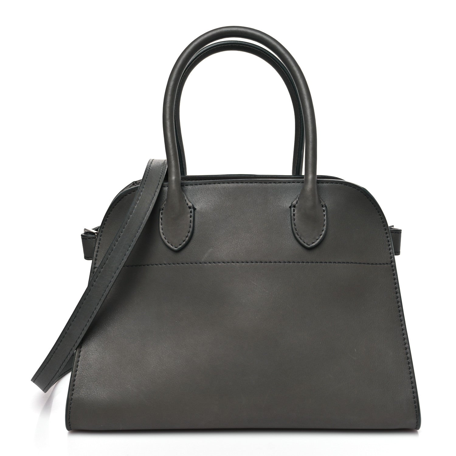 Polished Saddle Calfskin Soft Margaux 10 Bag Koala Grey