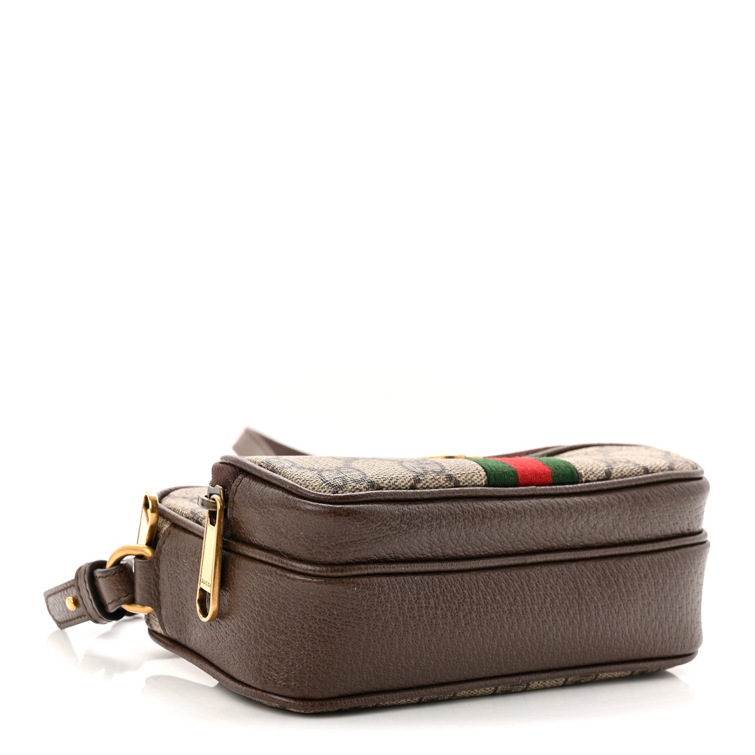 GG Supreme Monogram Textured Dollar Calfskin Web Mini Ophidia Convertible Shoulder Bag Beige Ebony New Acero
