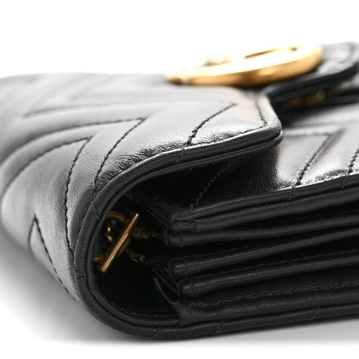 Calfskin Matelasse GG Marmont Chain Wallet Black