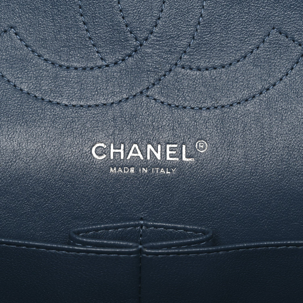 Caviar Quilted Jumbo Double Flap Blue