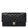 Caviar Quilted Medium Double Flap Black
