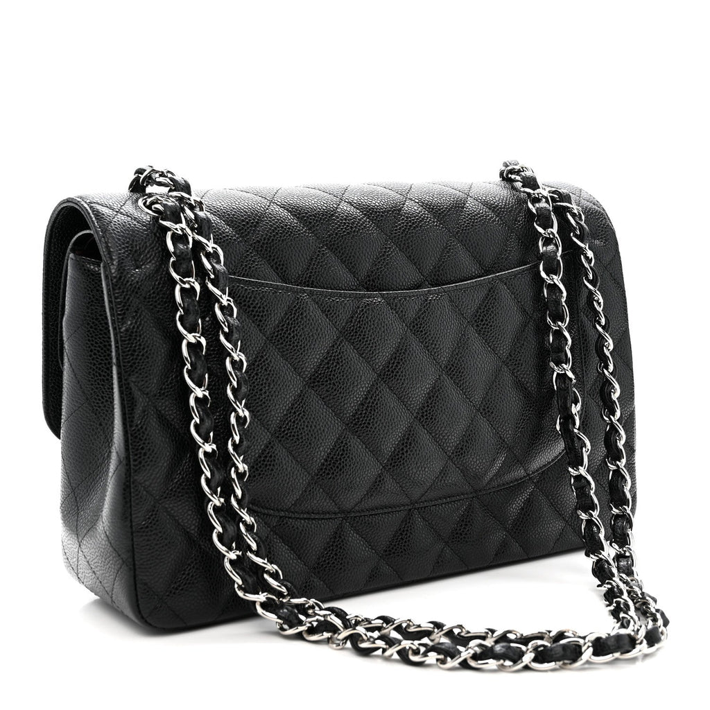 Caviar Quilted Jumbo Double Flap Black