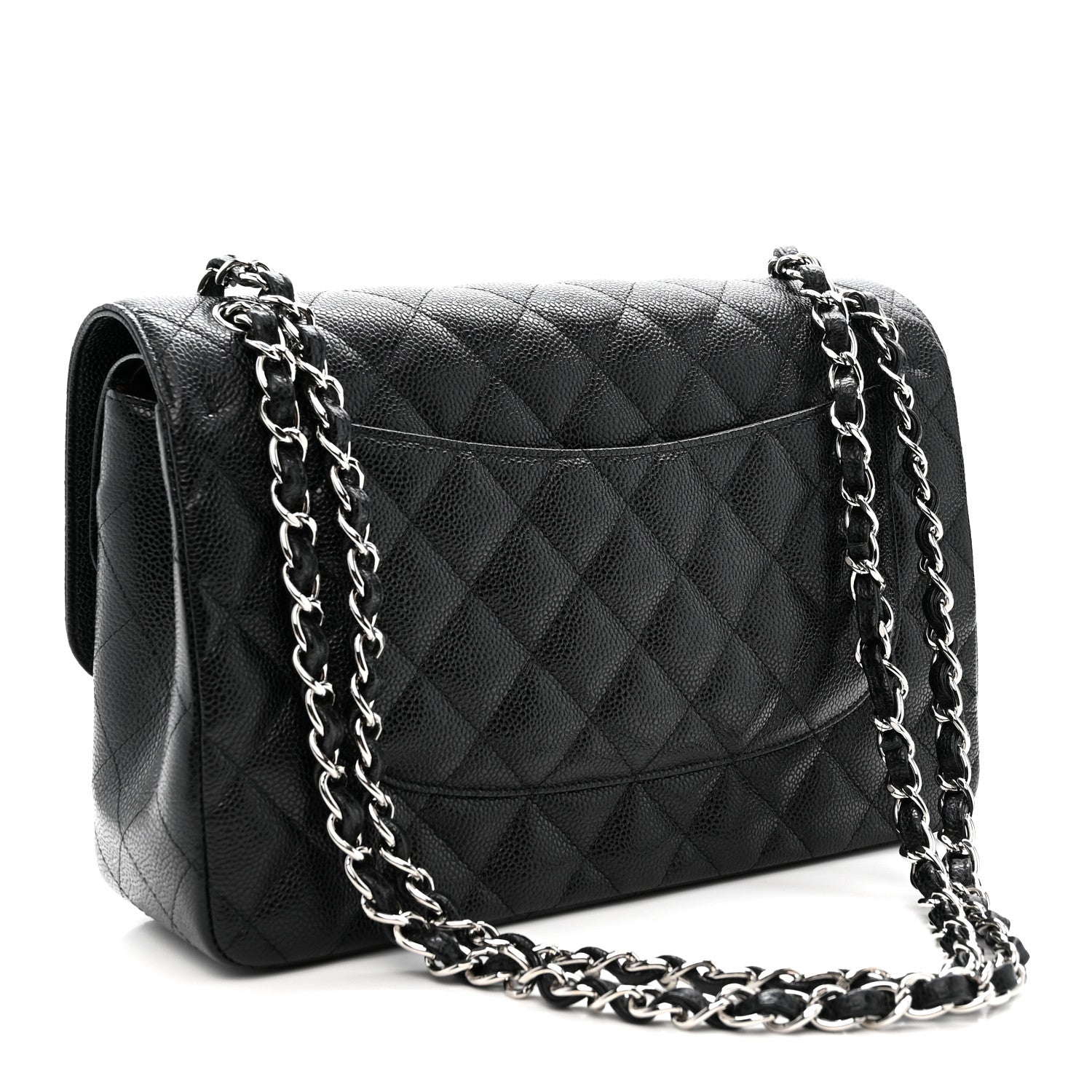 Caviar Quilted Jumbo Double Flap Black