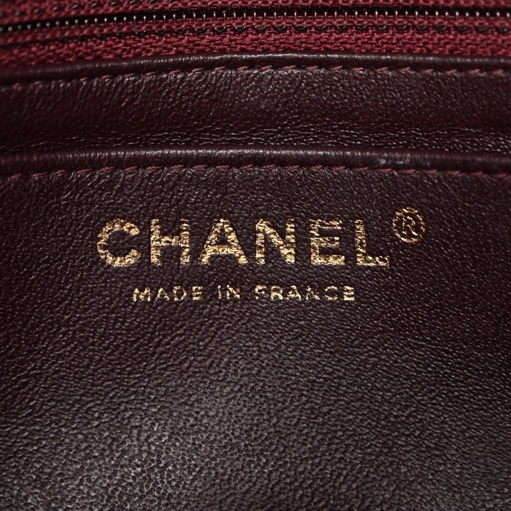 Lambskin Quilted Mini Rectangular Flap Burgundy