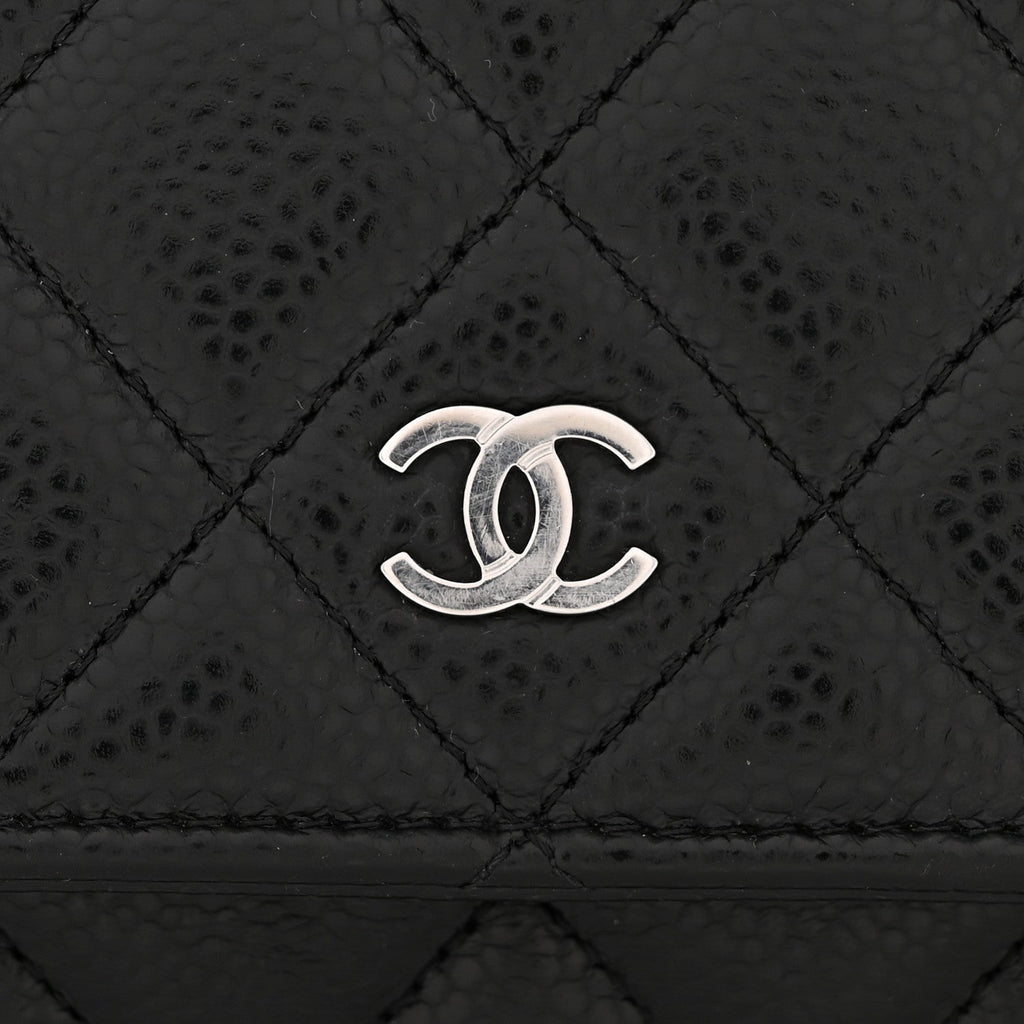 Caviar Quilted Wallet on Chain WOC Black