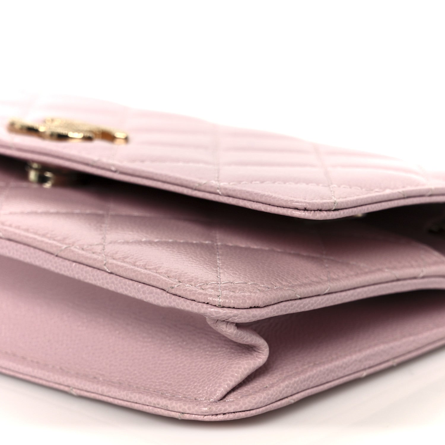 Caviar Quilted Studded CC Wallet on Chain WOC Light Pink