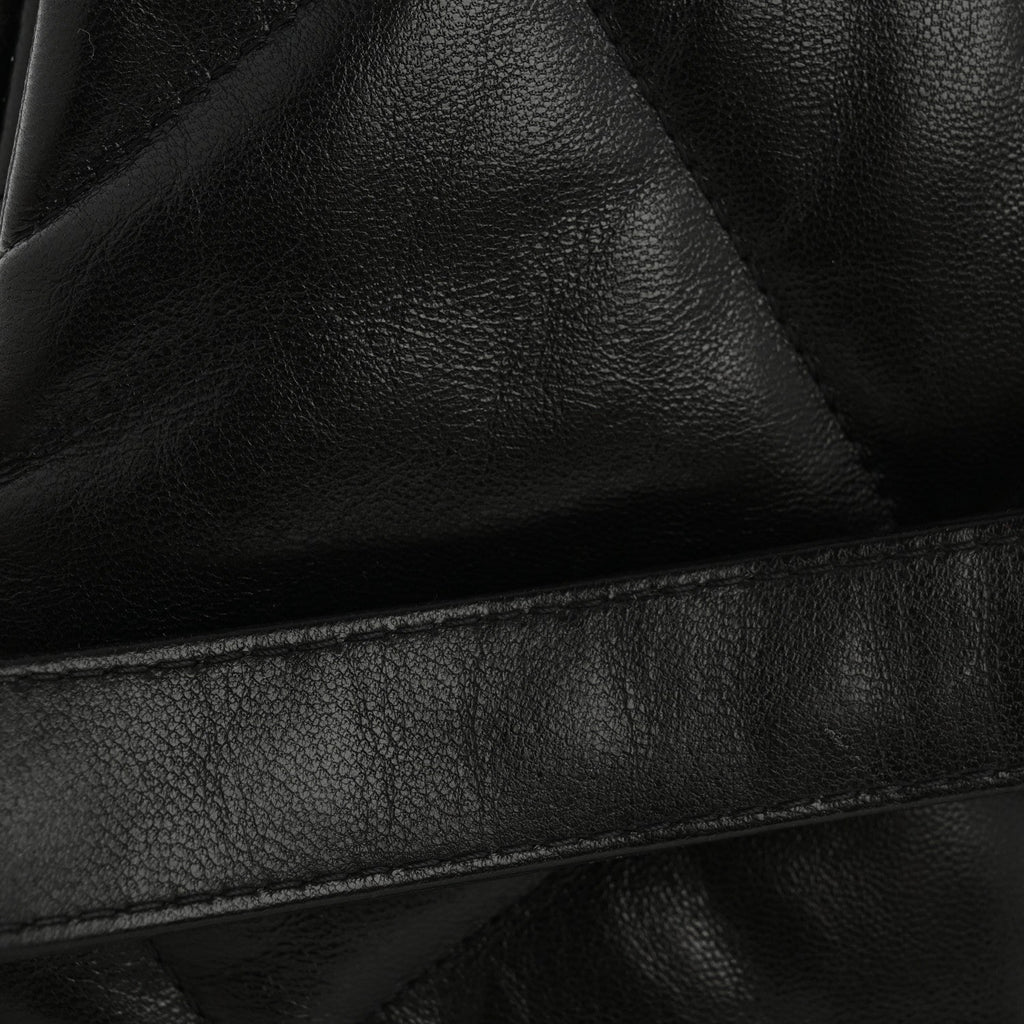 Shiny Goatskin Quilted Large Chanel 19 Flap Black