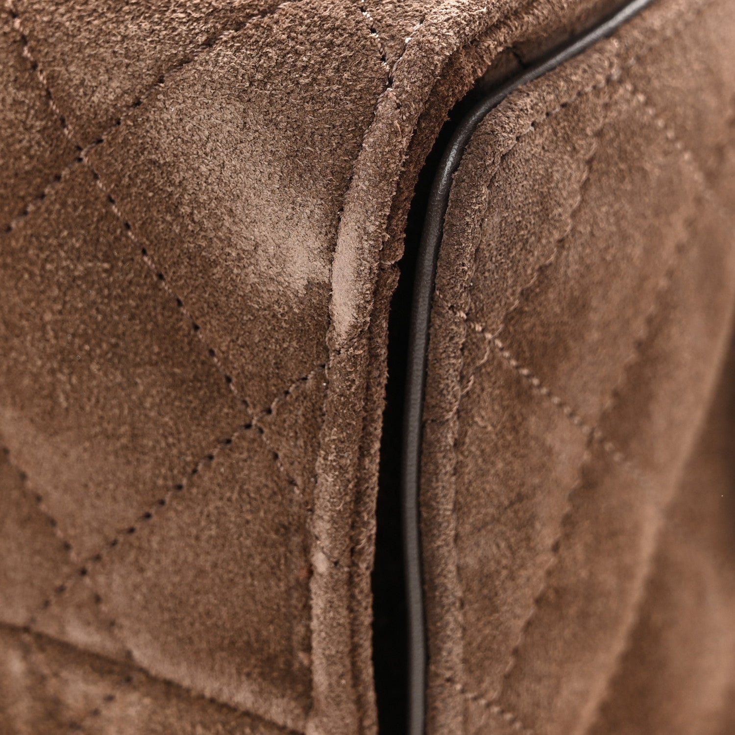Suede Quilted Small Chanel 25 Handbag Dark Brown
