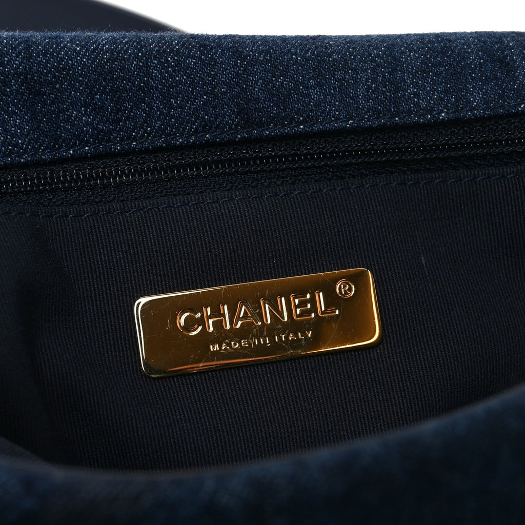 Denim Quilted Medium Chanel 19 Flap Blue