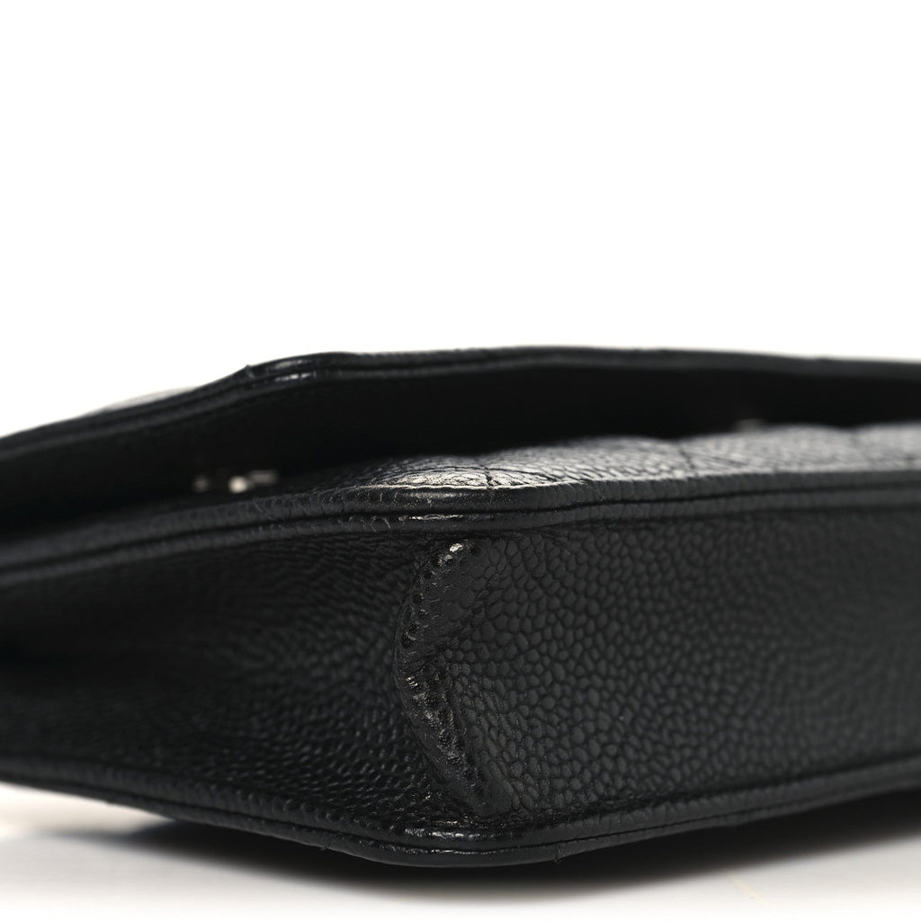Caviar Quilted Wallet on Chain WOC Black