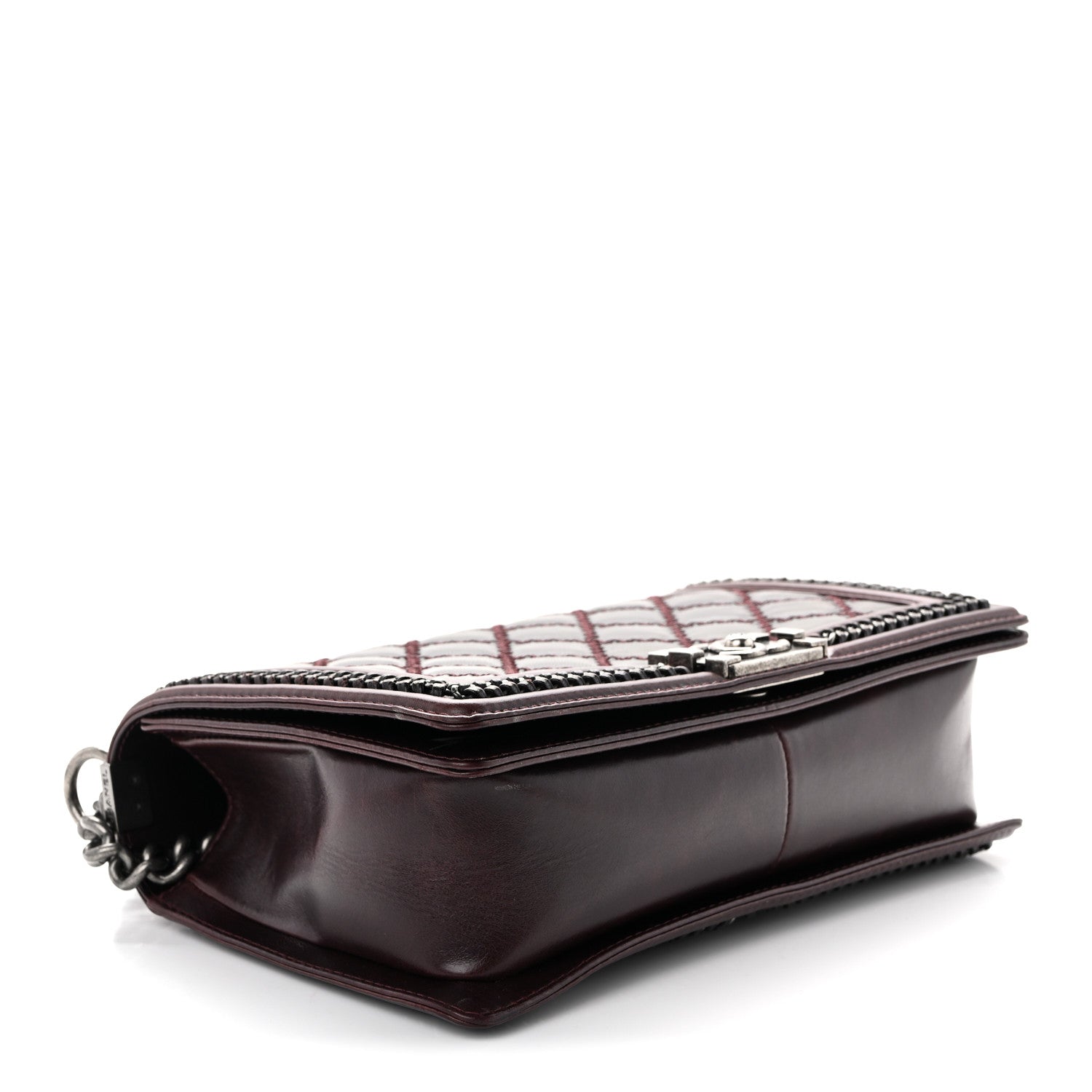 Goatskin Quilted New Medium Boy Handle Flap Burgundy