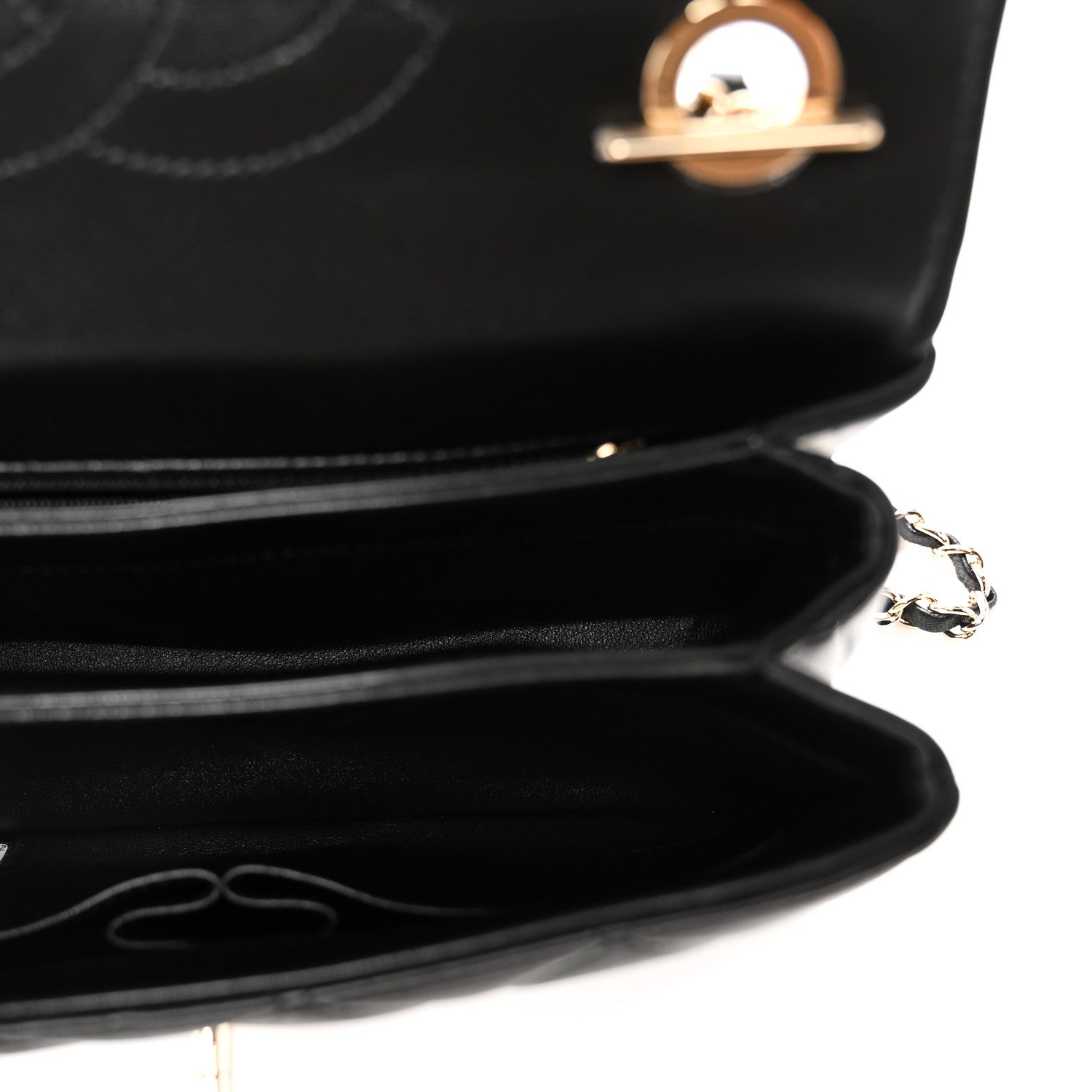 Lambskin Quilted Small Trendy CC Dual Handle Flap Bag Black