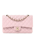 Caviar Quilted Medium Double Flap Light Pink