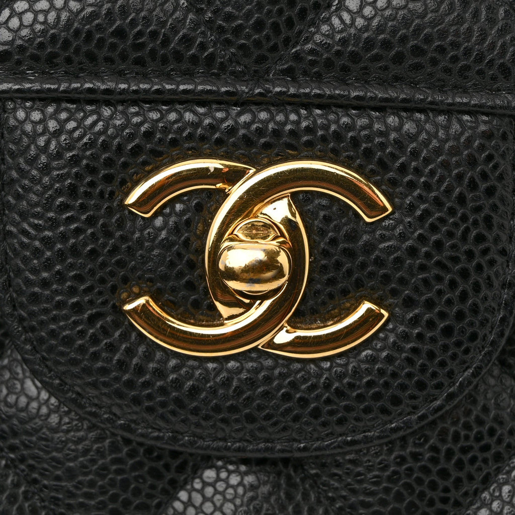 Caviar Quilted Jumbo Double Flap Black