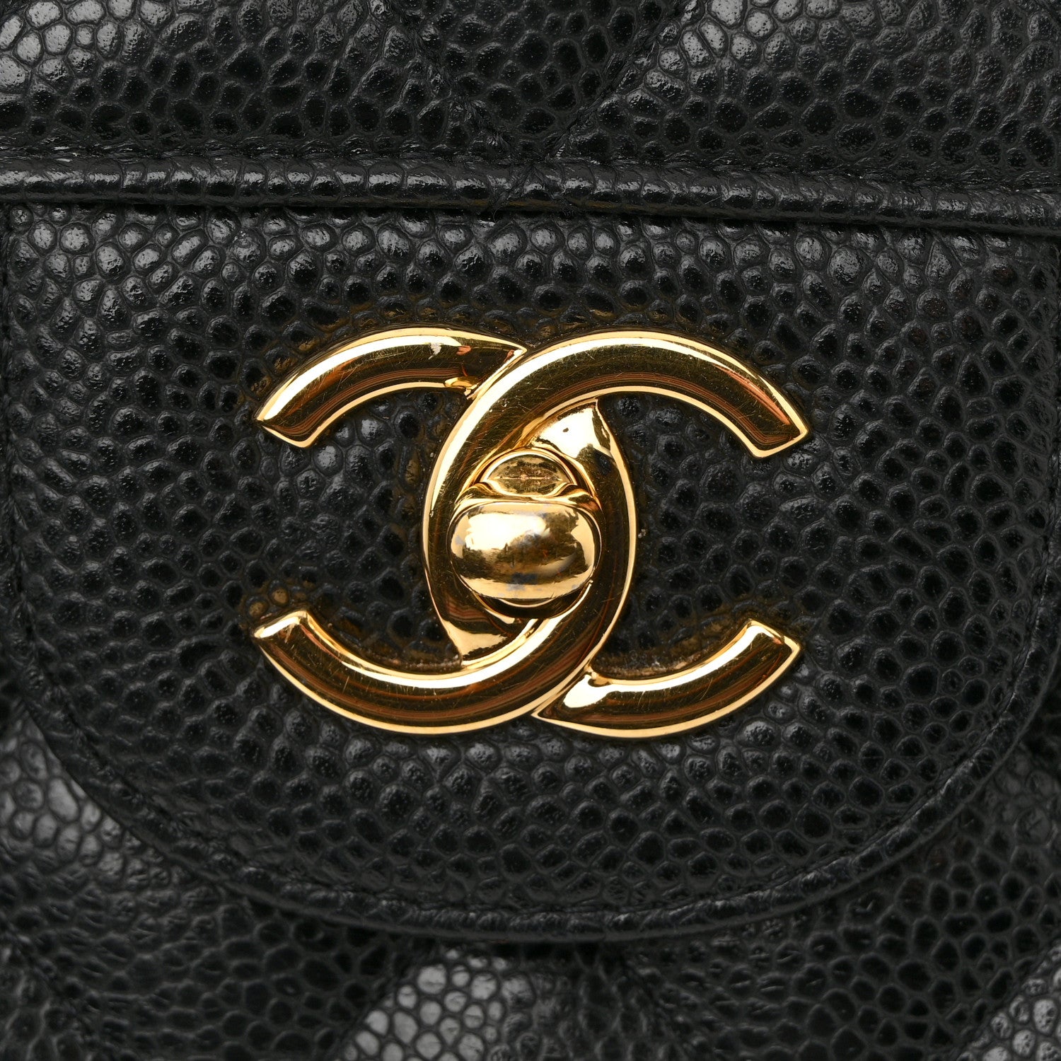 Caviar Quilted Jumbo Double Flap Black