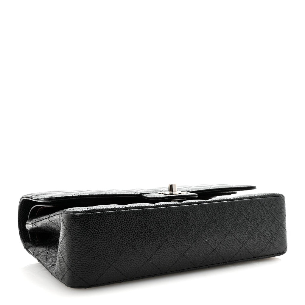 Caviar Quilted Medium Double Flap Black