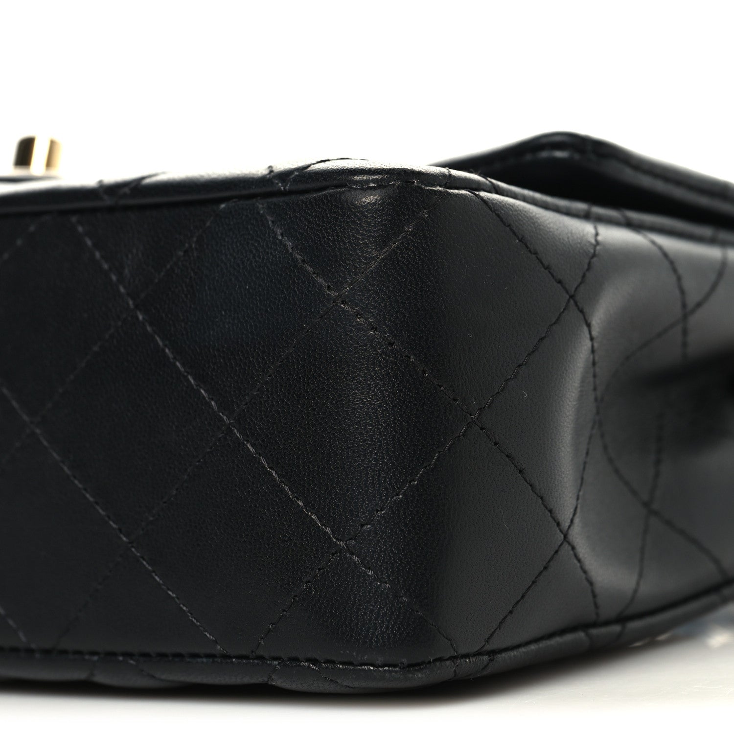 Lambskin Quilted Mini Rectangular Flap Black