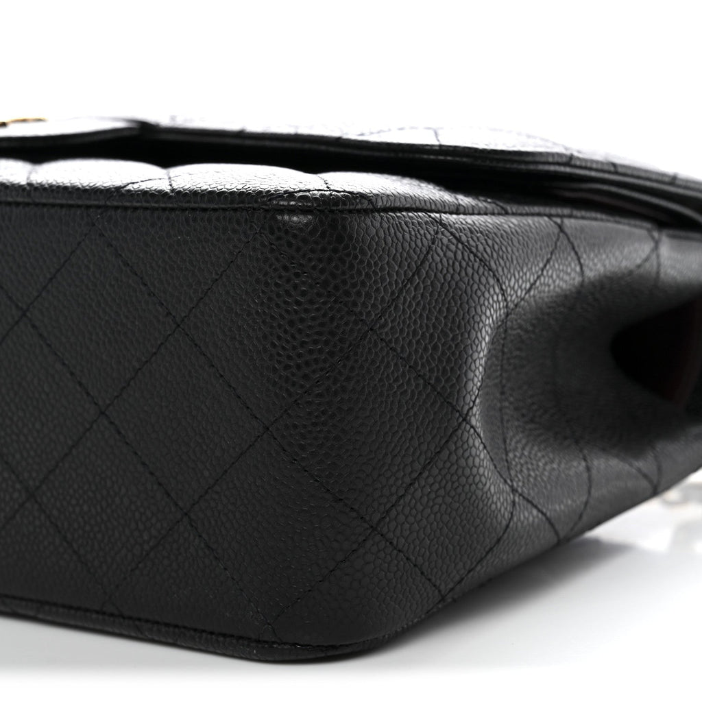 Caviar Quilted Jumbo Double Flap Black