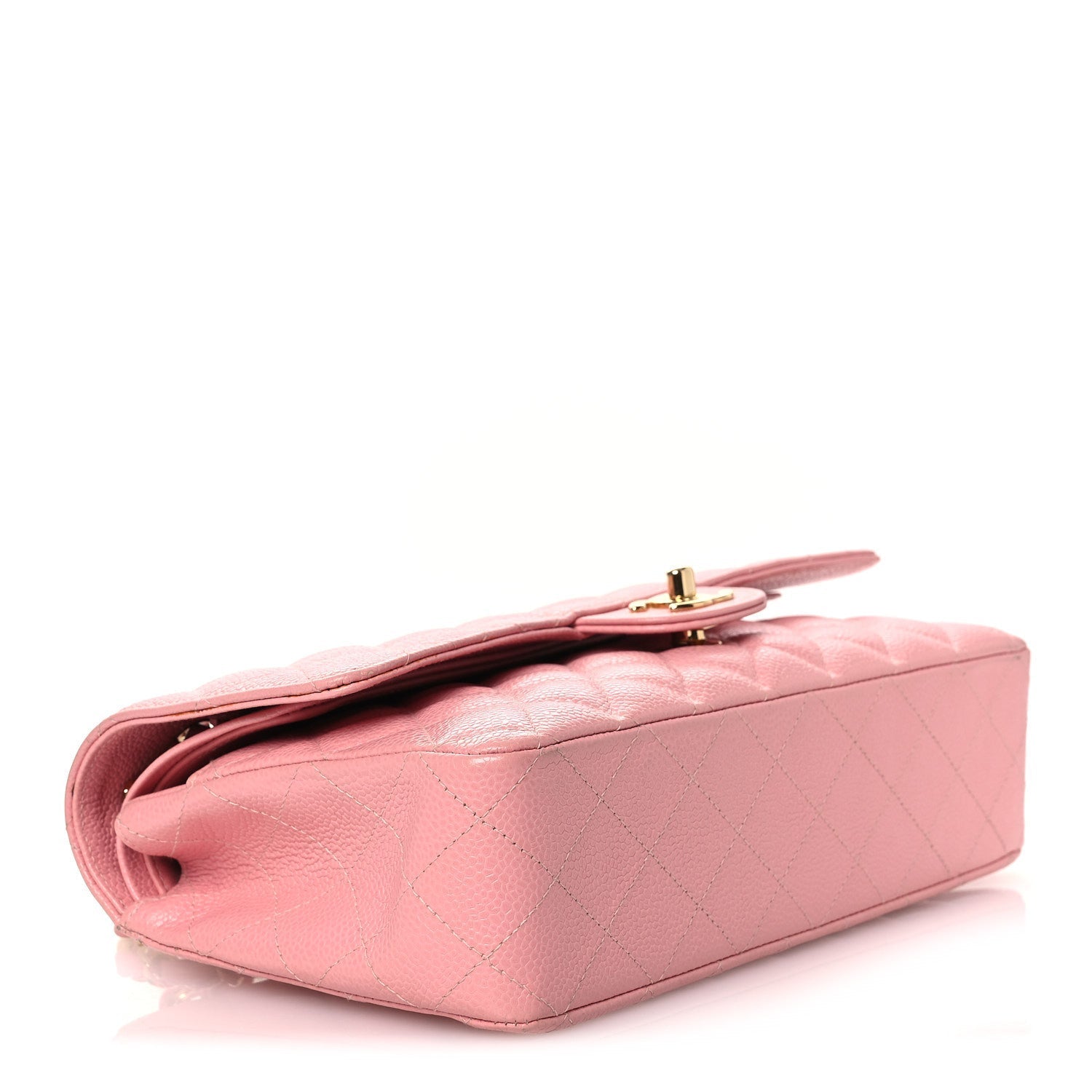 Caviar Quilted Medium Double Flap Pink