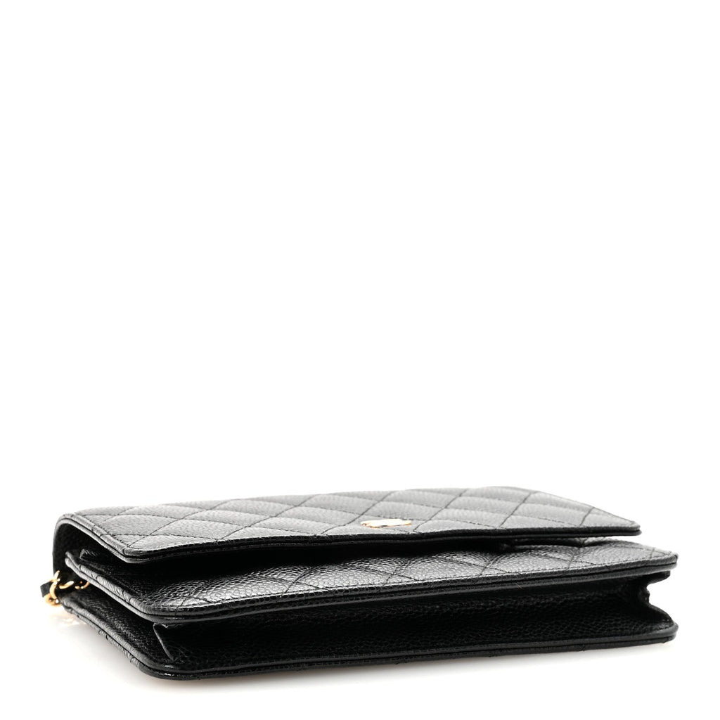 Caviar Quilted Wallet on Chain WOC Black