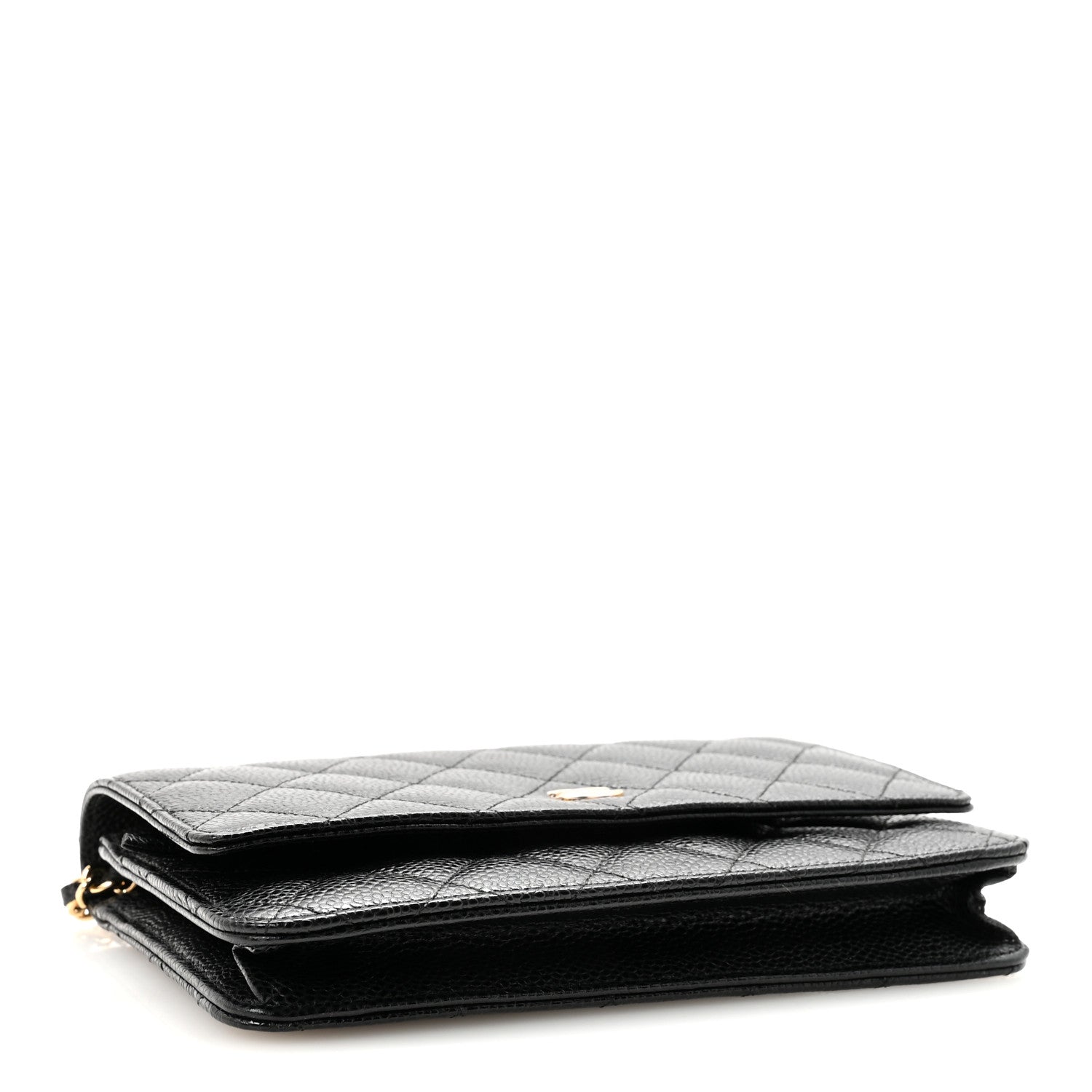 Caviar Quilted Wallet on Chain WOC Black