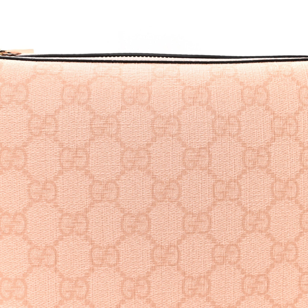 GG Supreme Monogram Textured Calfskin Web Super Mini Ophidia Shoulder Bag Pink