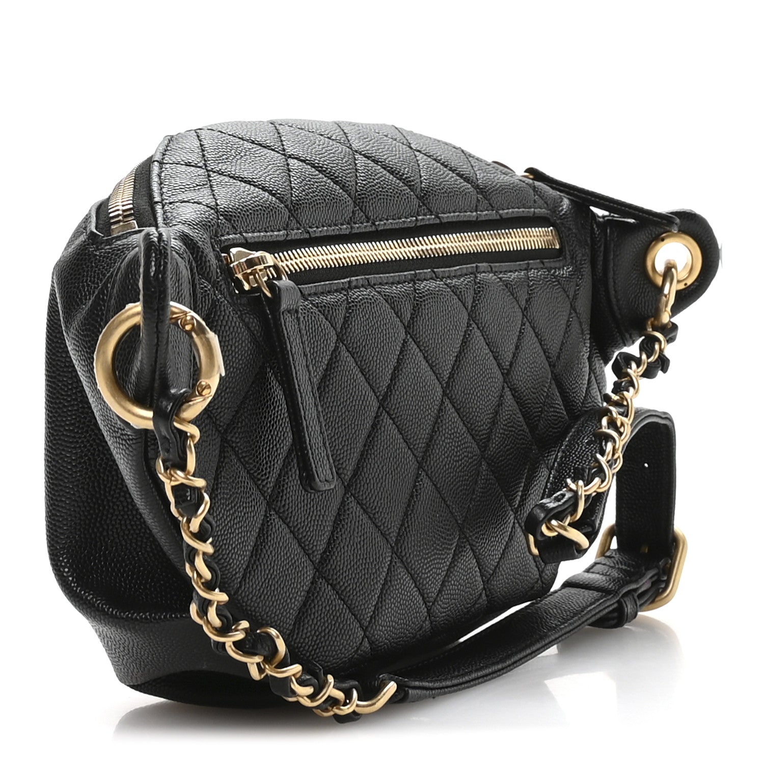 Caviar Quilted Filigree Waist Bag Black