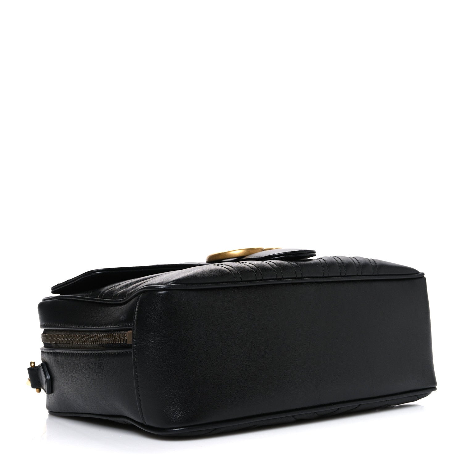 Calfskin Matelasse Sylvie Web Small GG Marmont Top Handle Shoulder Bag Black