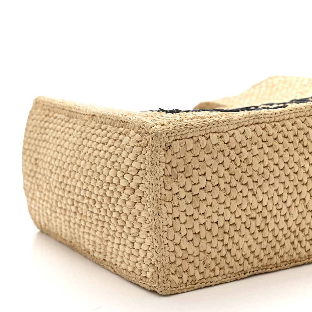 X PAULA'S IBIZA Raffia Font Tote Natural Tan