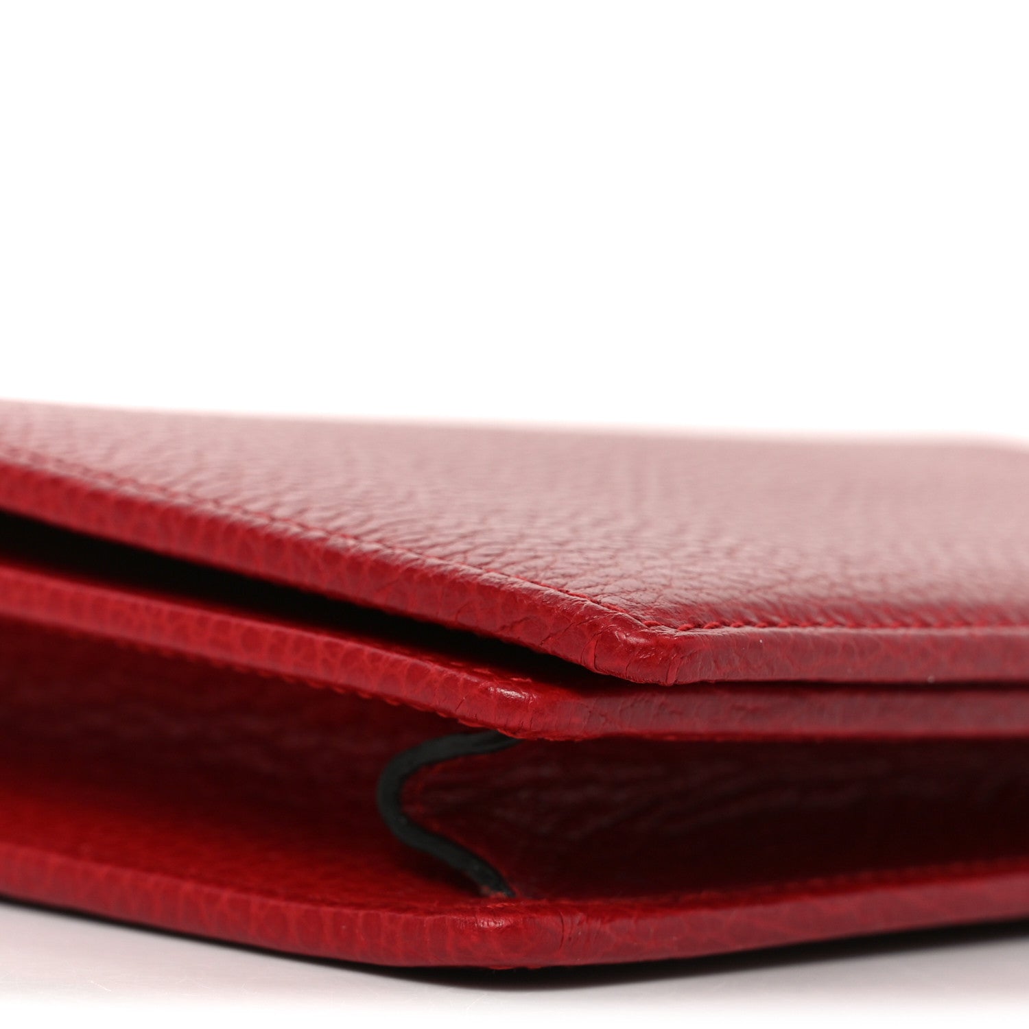 Dollar Calfskin Mini GG Marmont Chain Wallet Hibiscus Red